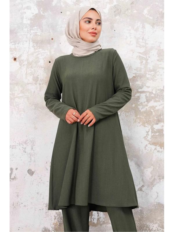 Seyal Tunik Pantolon Bürümcük Takım 1252 - Haki