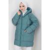 Kraşlı Oversize Dolgulu Mont Mint HM2316