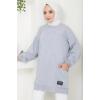 Torba Cepli Bisiklet Yakalı Sweatshirt Tunik Gri HM2509