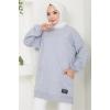 Torba Cepli Bisiklet Yakalı Sweatshirt Tunik Gri HM2509