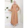 Boncuklu Sofia Elbise Camel HM2476