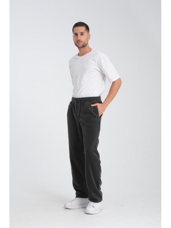 Baggy Kalıp Polar Kumaş Jogger Pantolon - Füme