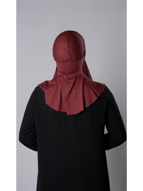 Bordo Pratik Hazır Geçmeli Şal Şifon Kumaş Hijab Bone 3009_16