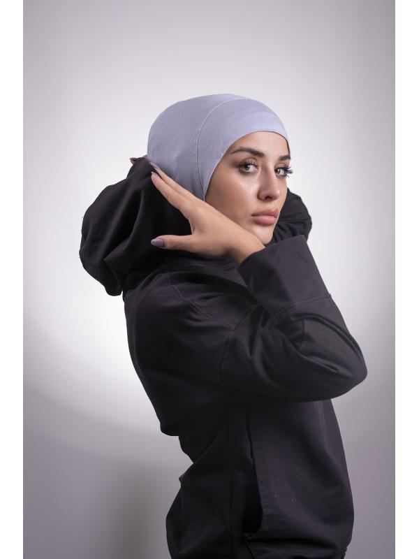 Gri Pratik Hazır Geçmeli Bone Viskon Kumaş Hijab Spor 2106_15