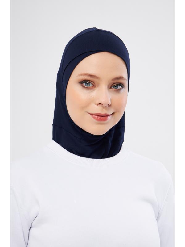 Lacivert Pratik Hazır Geçmeli Bone Viskon Çapraz Sporcu Hijab 2110_02