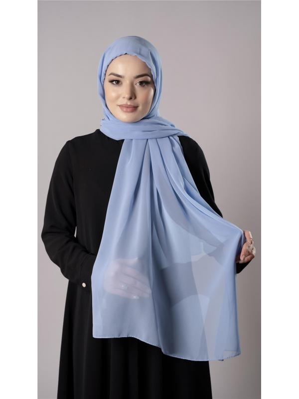 Bebe Mavisi Pratik Hazır Geçmeli Şal Şifon Kumaş Hijab Bone 3009_11