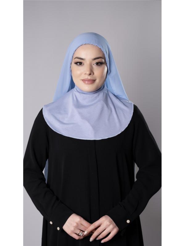 Bebe Mavisi Pratik Hazır Geçmeli Şal Şifon Kumaş Hijab Bone 3009_11