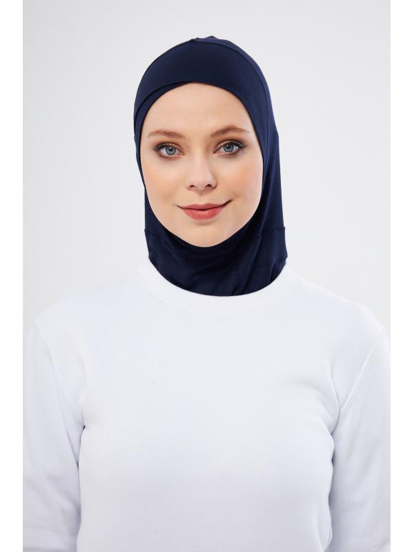 Lacivert Pratik Hazır Geçmeli Bone Viskon Çapraz Sporcu Hijab 2110_02