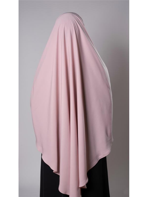 Pudra Pratik Hazır Geçmeli Tesettür Eşarp Medine İpeği Bağcıklı Sufle Hijab 2301_06