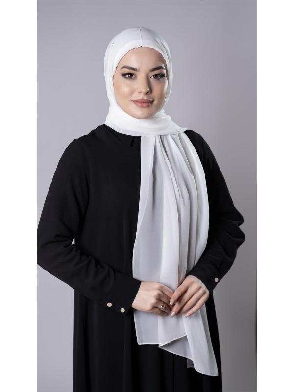 Krem Pratik Hazır Geçmeli Şal Şifon Kumaş Hijab Bone 3009_40