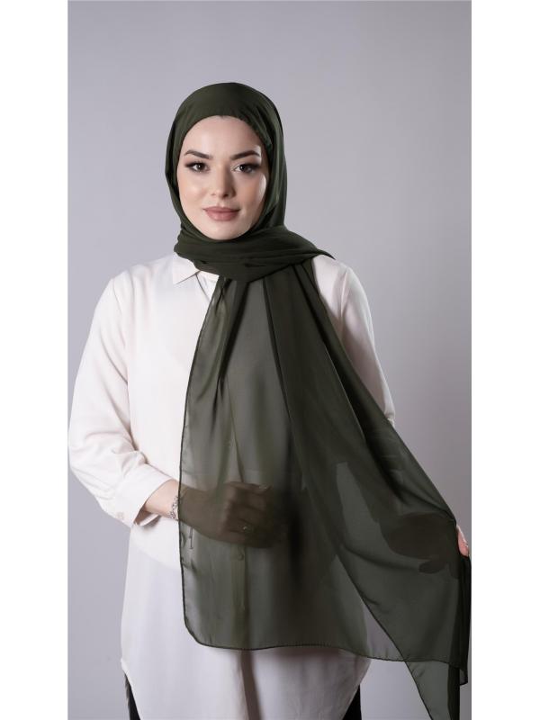 Haki Pratik Hazır Geçmeli Şal Şifon Kumaş Hijab Bone 3009_09