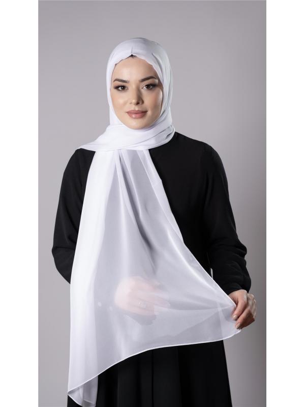 Beyaz Pratik Hazır Geçmeli Şal Şifon Kumaş Hijab Bone 3009_42