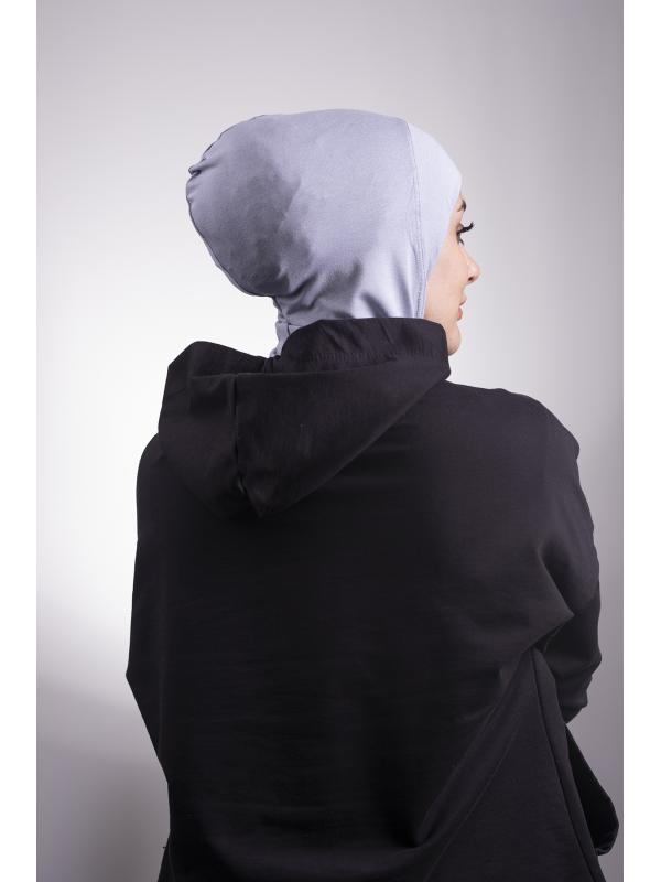 Gri Pratik Hazır Geçmeli Bone Viskon Kumaş Hijab Spor 2106_15