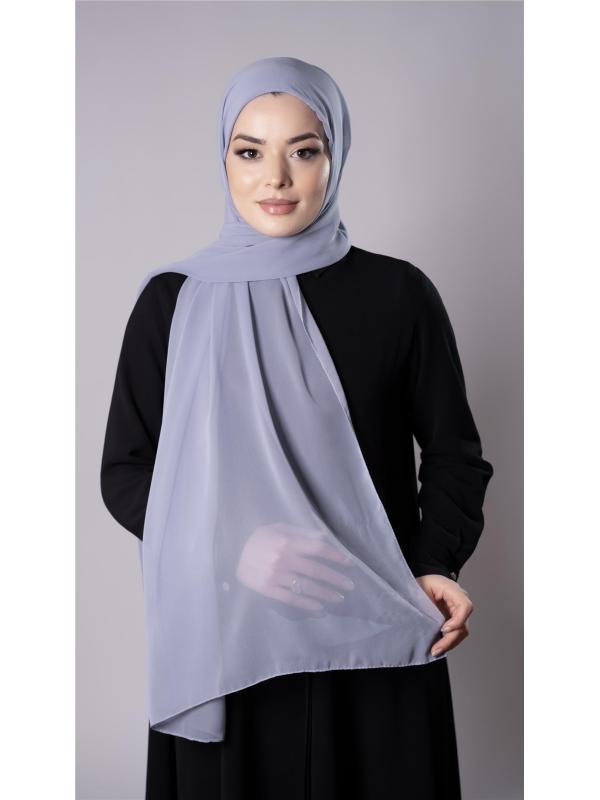 Gri Pratik Hazır Geçmeli Şal Şifon Kumaş Hijab Bone 3009_15