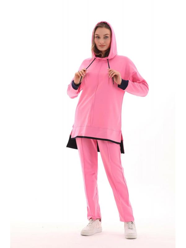 Kadın Günlük Sweatshirt - Pantolon Spor Takım PEMBE