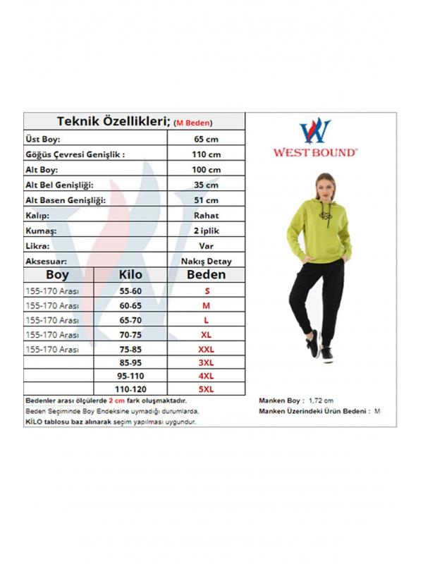 Kalp Desenli Günlük Sweat Jogger Kadın Spor Kombin Lacivert