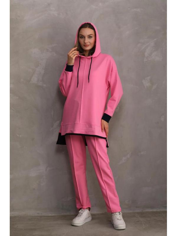 Kadın Günlük Sweatshirt - Pantolon Spor Takım PEMBE